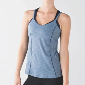 Lululemon Lululemon Run For Gold Tank size 2 Heathered Blue Denim / Deep Navy